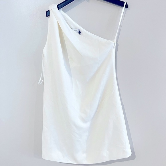 Women HALSTON Gracie One Shoulder Mini Dress color 1004 size 10 - Picture 7 of 8